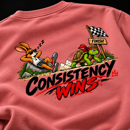 Consistency Wins – Coral Premium Fleece Sweatshirt