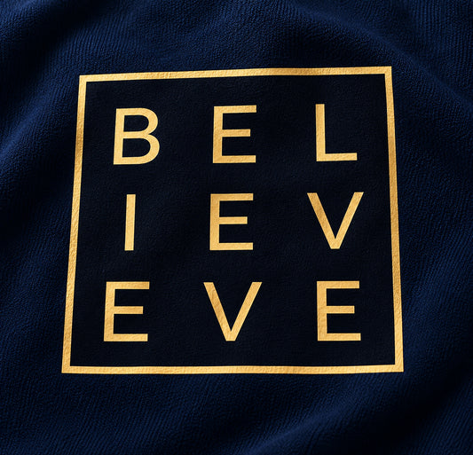Believe – Navy Blue Premium Terry Oversized T-Shirt