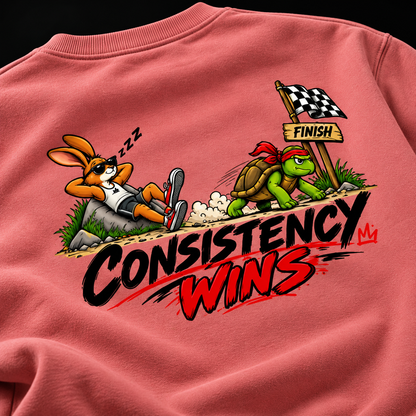 Consistency Wins – Coral Premium Fleece Sweatshirt