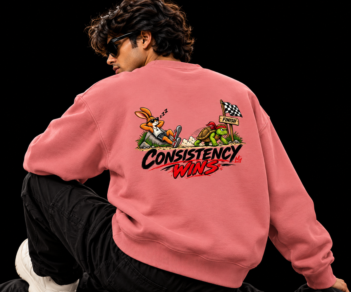 Consistency Wins – Coral Premium Fleece Sweatshirt