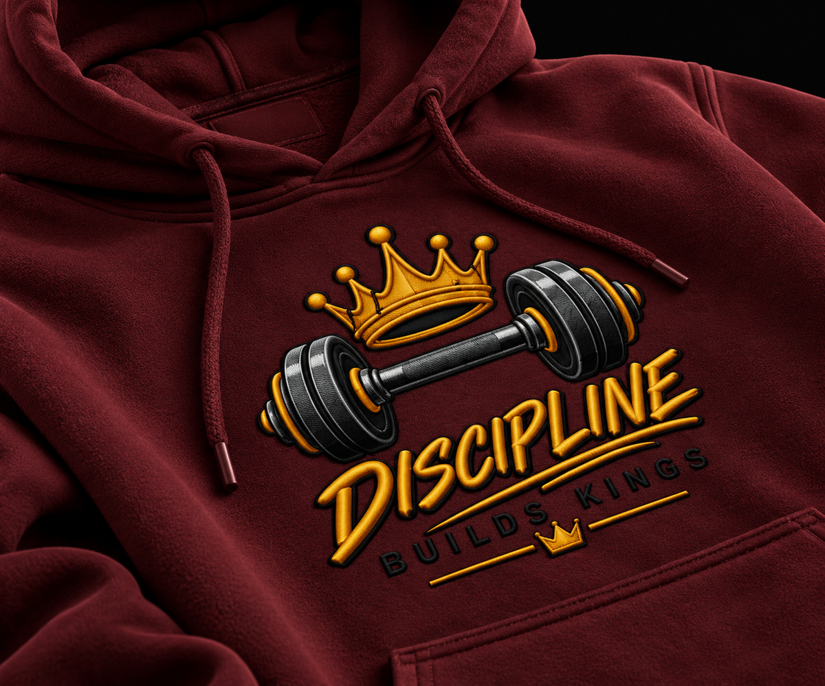 Discipline Builds Kings – Maroon Heavyweight Oversized Hoodie