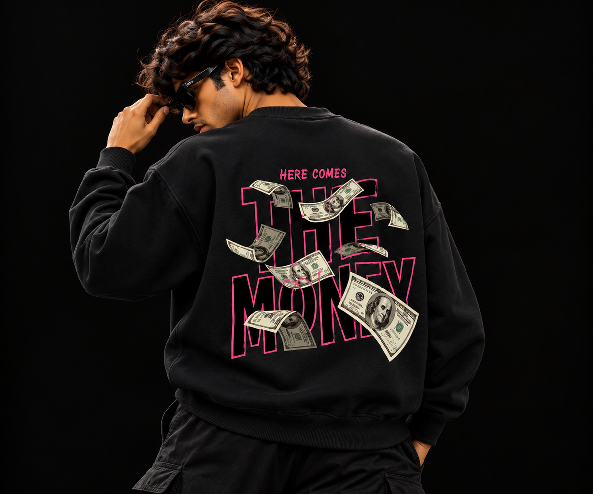 Here Comes The Money – Black Premium Fleece Sweatshirt