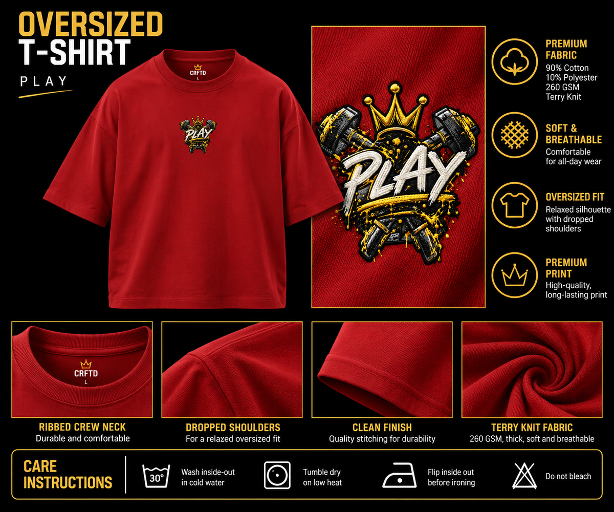 Play – Red Premium Terry Oversized T-Shirt