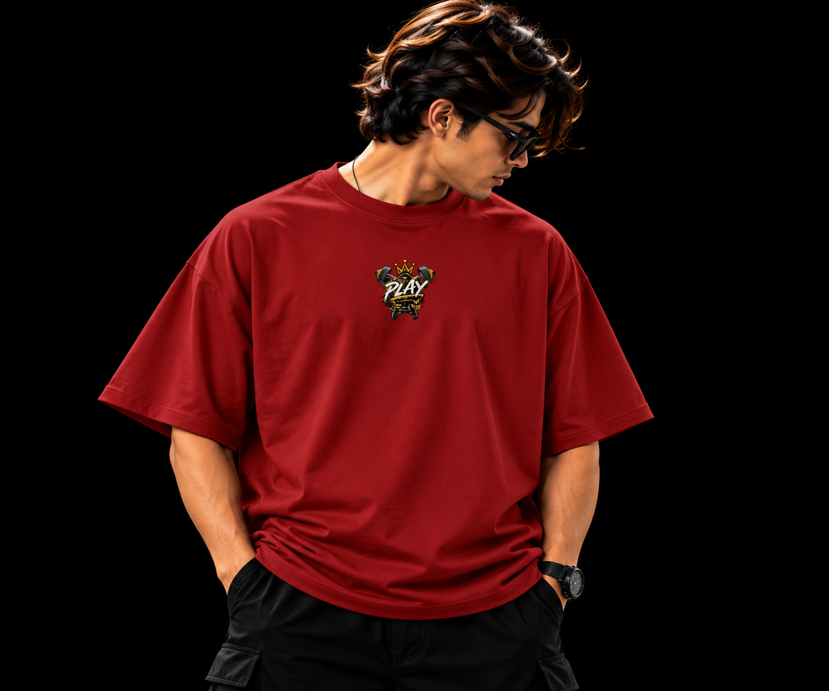 Play – Red Premium Terry Oversized T-Shirt